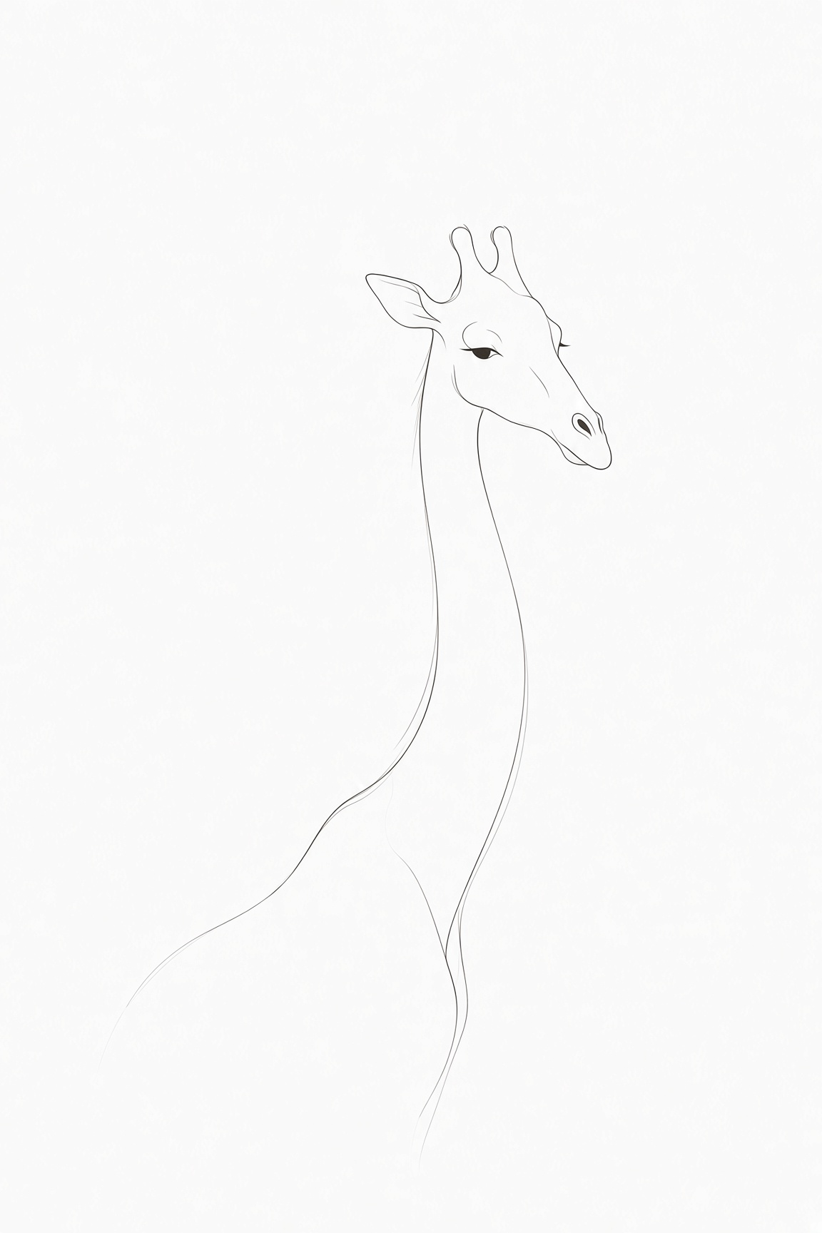 黑白极简线描长颈鹿